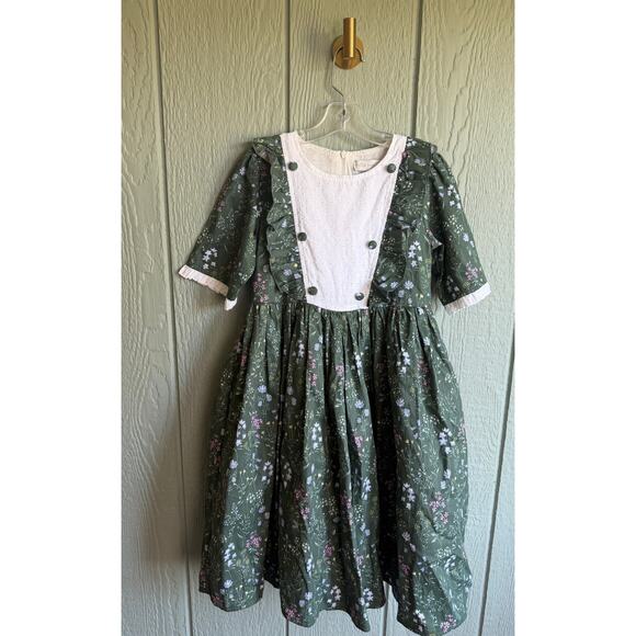 Trish Skully Green Floral Fall Girls Dress, Size 10 - Picture 1 of 6